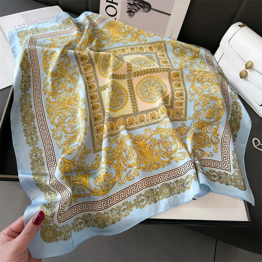 New Four Seasons Fashion Print Silk Square Scarf 70x70cm Fashionable Four Seasons Headband Luxury Sunscreen Shawl Bandannas Econic Blanks