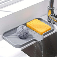 Multifunctional Silicone Sink Tray with Drain - Soap Holder, Sponge & Brush Organizer for Kitchen & Bathroom Econic Blanks
