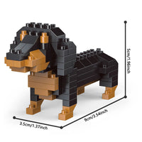 KNEW BUILT Dachshund Dog Model Mini Building Block Toy Set 9 Style for Pet Enthusiasts Teddy Hughes Corgi Collie Pet Style Brick Quick Pick Grocers