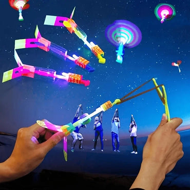 10pcs Led Light Rockets - Bright Flying Toys with Slingshot Launchers, Party Favors for Birthdays, Halloween, Christmas Econic Blanks