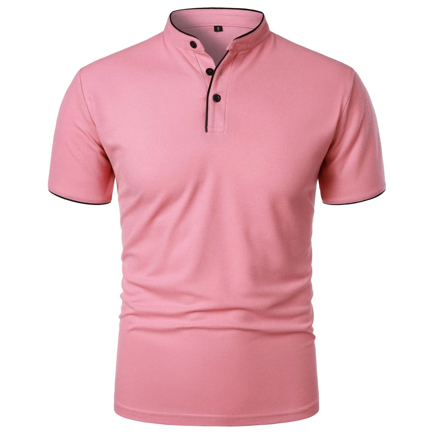 Summer Men's Short Sleeve Collar Tshirts New Solid Color Casual Polo Shirt Trendy Breathable Loose Basic Splice Top Quick Pick Grocers