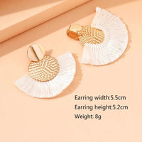 Fashion Bohemian Big Tassel Dangle White Fringe Female Earrings Drop Earrings for Women Statement Wedding Jewelry Econic Blanks
