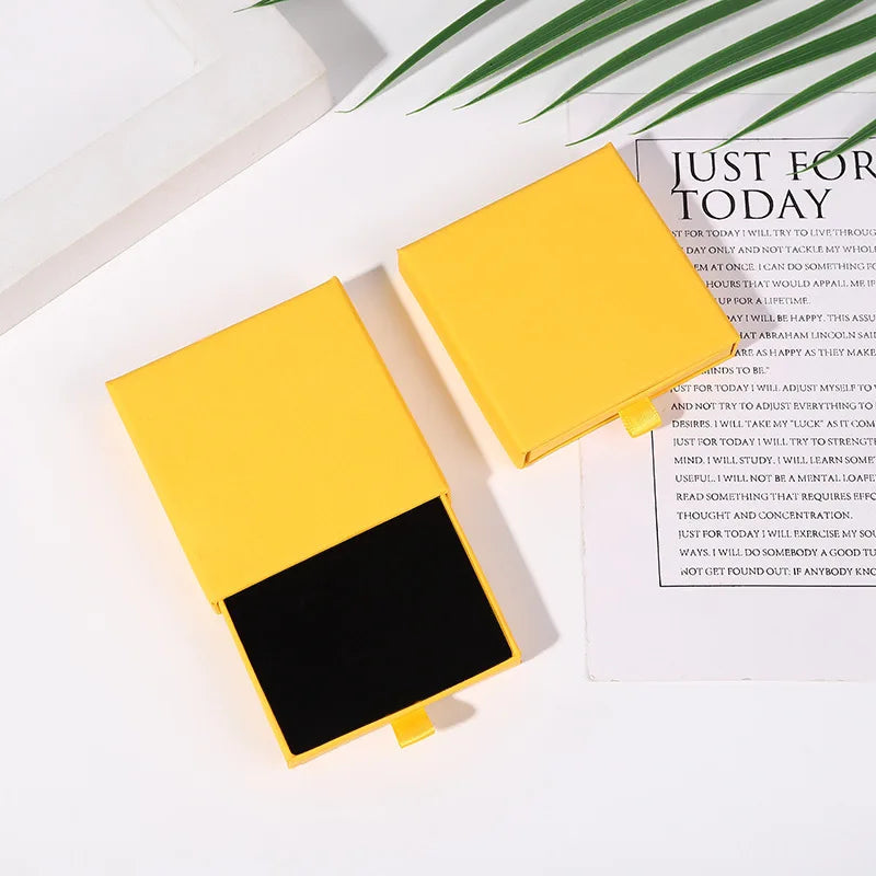 10pcs 8x8x1.7cm Kraft Paper Drawer Travel Jewelry Packaging Box Greeting Card Necklace Bracelet Earrings Gift Organizer Case Box Purest Peak