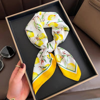 Luxury Print Satin Silk Square Scarf for Women Shawl Hijab Neckerchief Female Hair Ribbon Headband Fashion Wrap Bandana 2023 New Econic Blanks