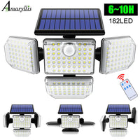 Solar Outdoor Light 182/112 LED Solar Security Flood Lighting with 3 Modes Adjustable Lighting Head for Garage Garden Yard Econic Blanks