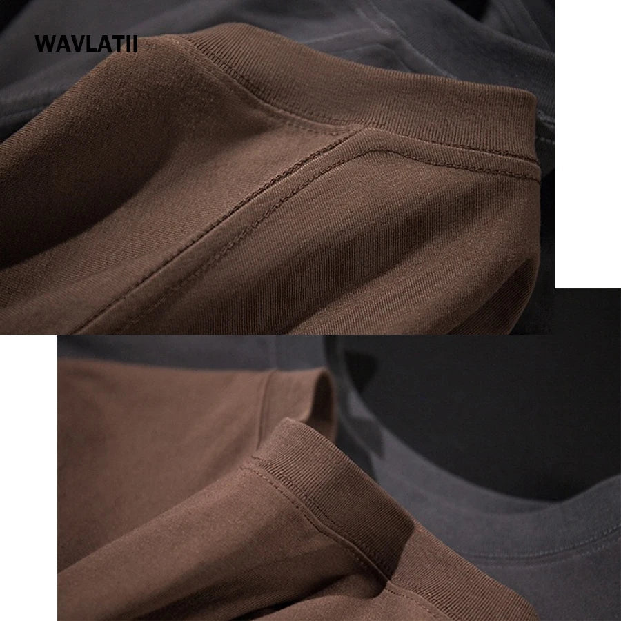 WAVLATII Women New Oversized T shirts Female 260 GSM White Casual Streetwear Tees Unisex Solid Korean Cool Tops for Young WT2560 Quick Pick Grocers