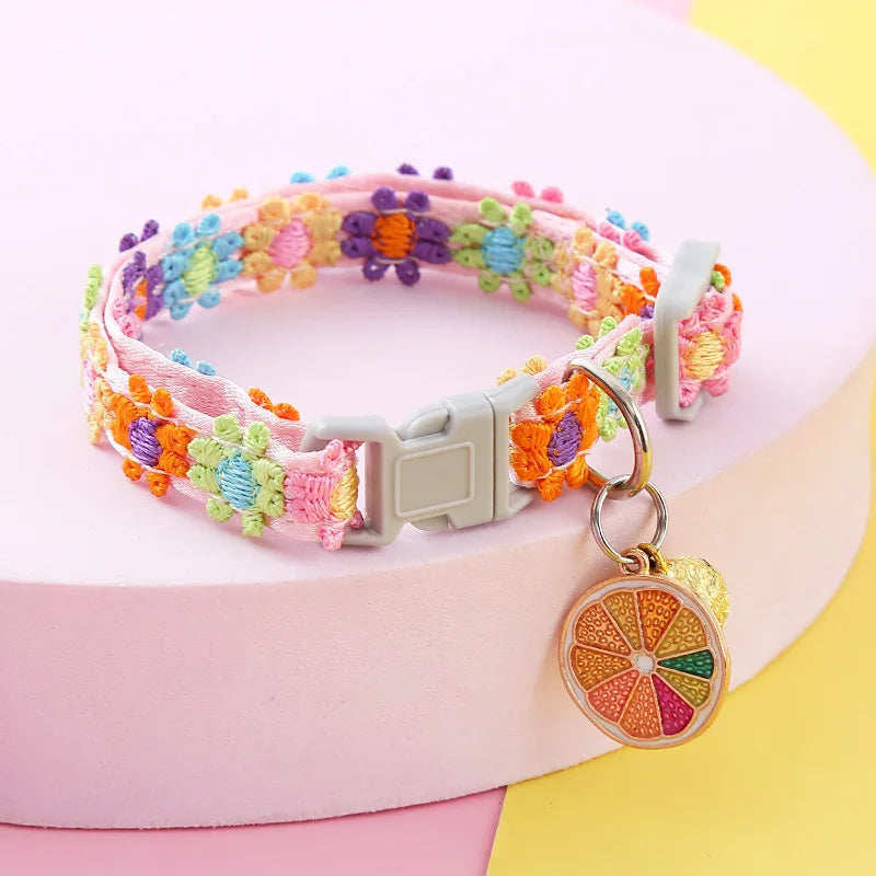 Pet Collar With Bell Cartoon Footprint Colorful Dog Puppy Kitten Collar Adjustable Safety Bell Ring Necklace Pet Accessories Econic Blanks