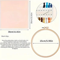 Beginners Hand Embroidery Kit - Mountain and Moon Landscape, Mixed Colors, Fabric Included - Perfect Handmade Gift Econic Blanks