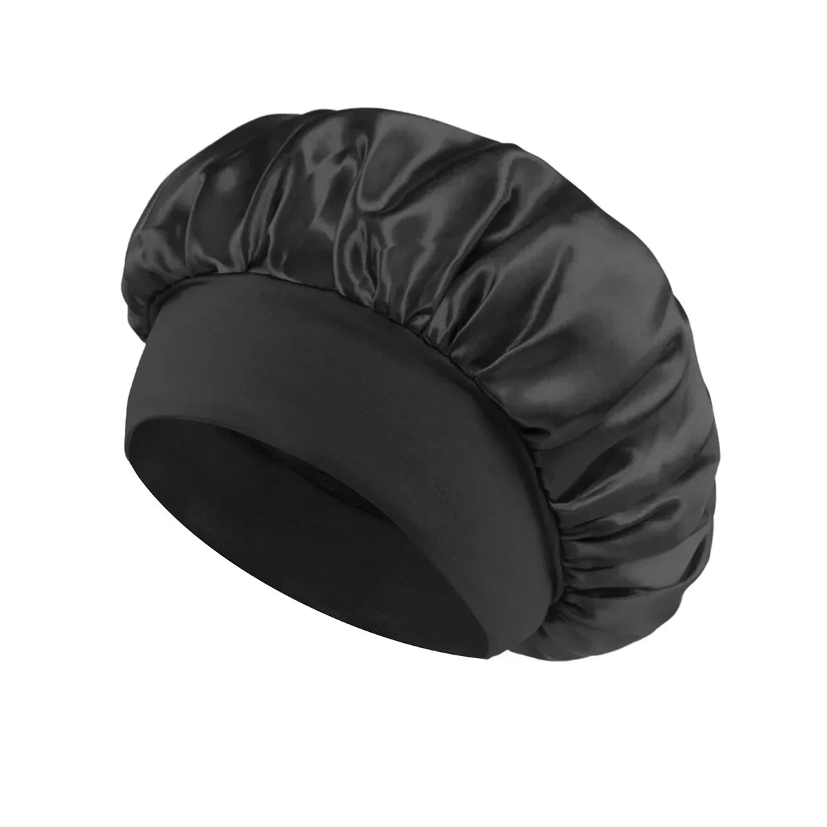 Women Satin Bonnet Hair Bonnet for Sleeping Hair Care Silk Bonnets Solid Wide-brimmed Sleeping Hat with Elastic Soft Band Econic Blanks