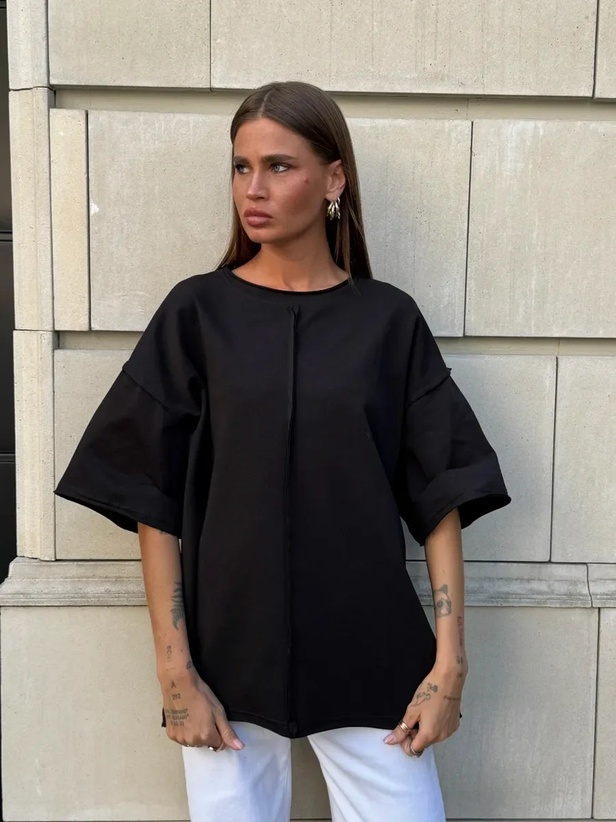 Hirsionsan Summer Casual Oversized T-shirts Women 100% Cotton Pink Loose Tees 2025 New Cusual Solid O Neck Female Aesthetic Tops Quick Pick Grocers