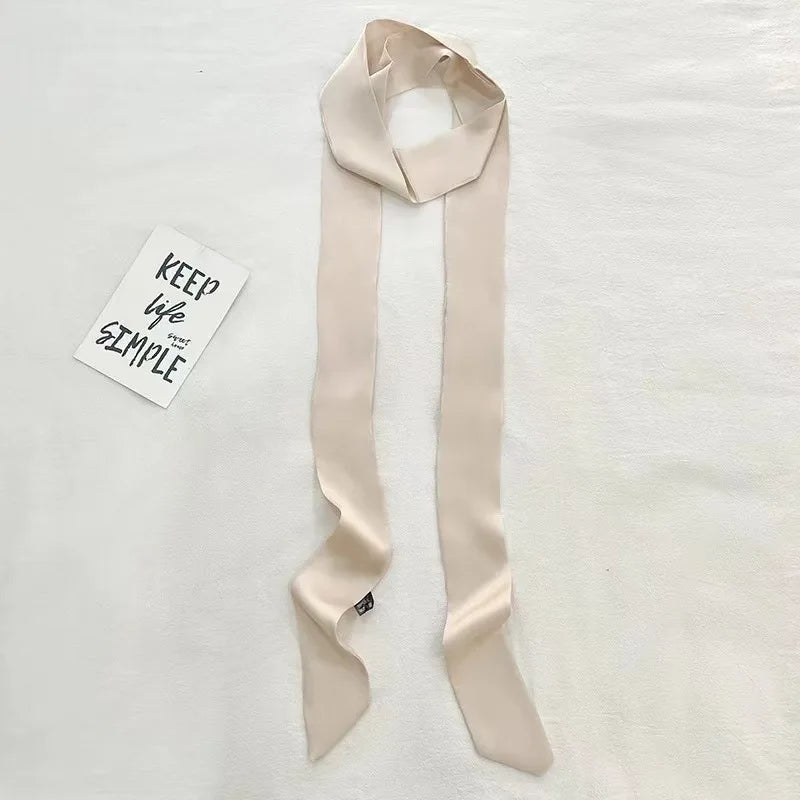 5x200cm Satin Silk Narrow Scarf Neckerchief Solid Neck Scarves Long Silk Thin Scarf Head Neck Hair Band Bag Ribbon Headbands DIY Quick Pick Grocers