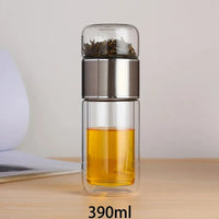 420ML Tea Water Bottle High Borosilicate Glass Double Layer Tea Water Cup Infuser Tumbler Drinkware Water Bottle With Tea Filter Econic Blanks