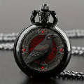 Gothic Design Black Raven Pocket Watch With Necklace Alloy Case & Band,Quartz Movement, Non-Waterproof Watch for Men Women Kids Quick Pick Grocers