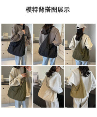 Trendy Women's Soft Cloth Shoulder Bag Solid Color Student 2026 Spring Y2k Casual Style Big Handbags Crossbody Bags for Women Quick Pick Grocers