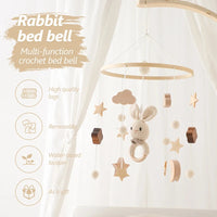 Baby Wooden Bed Bell Cartoon Rabbit Mobile Hanging Rattles Toy Hanger Crib Mobile Bed Bell Wood Toy Holder Arm Bracket Kid Gifts Purest Peak