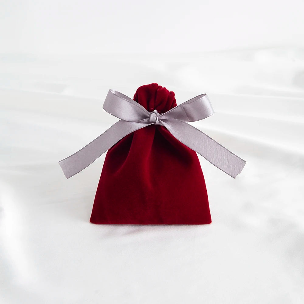 10pcs Green Jewelry Velvet Bag Ribbon Bowknot Pouches Gift Display Packing Storage Wedding Favors Travel Candy Drawstring Pocket Purest Peak