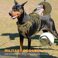 Tactical Dog Harness, No Pull Dog Harness, Adjustable Breathable MOLLE Dog Vest Harness for Medium Large Dog Reflective Military Econic Blanks