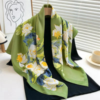 90*90Cm Square Scarf Twill Silk Feeling Women Head Shawls and Wraps Luxury Hair Tree Print Neck Scarves Hijab Bandana Pashmina Econic Blanks