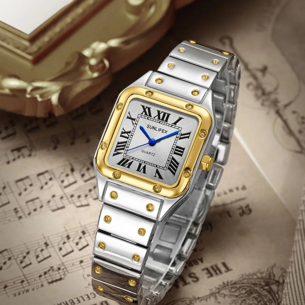 Square Women Watches Ladies Quartz Watch Female Wristwatch Stainless Steel Bamboo Strap Casual Lady Clock Watch Relogio Feminino Quick Pick Grocers