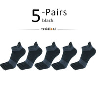 5 Pairs Five Finger Ankle Sport Socks Cotton Mens Striped Mesh Breathable Shaping Anti Friction No Show Socks With Toes EUR39-46 Quick Pick Grocers