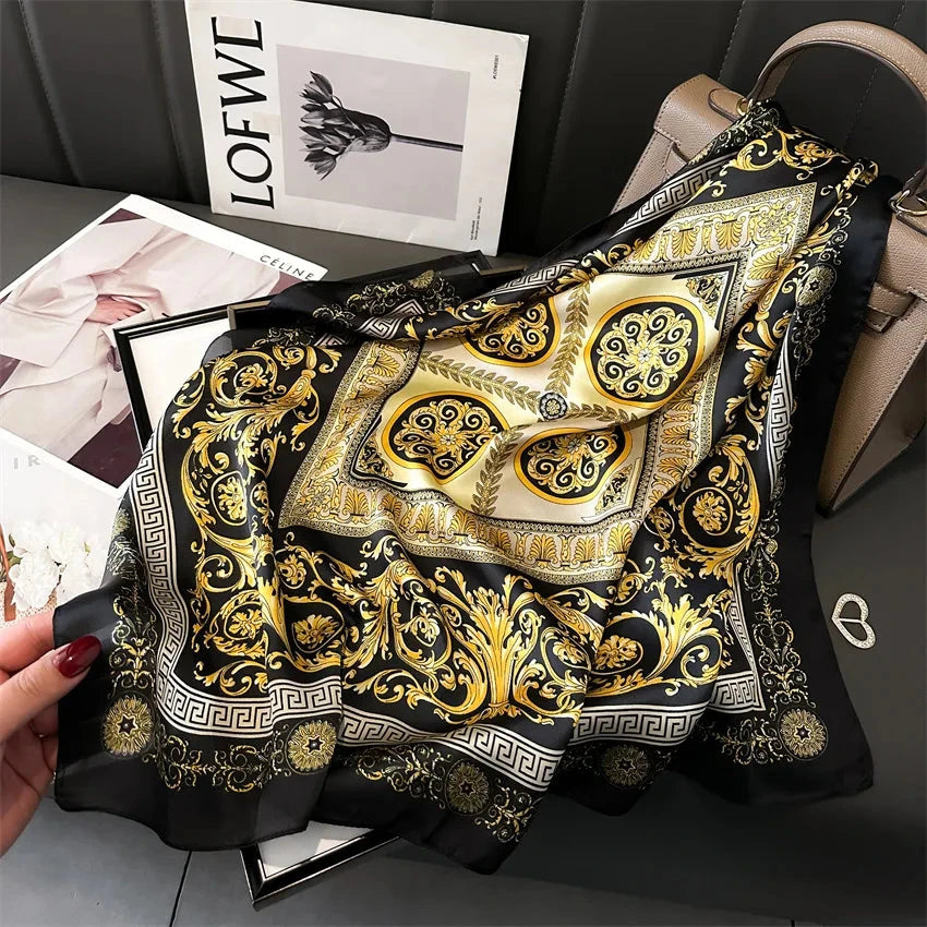 New Four Seasons Fashion Print Silk Square Scarf 70x70cm Fashionable Four Seasons Headband Luxury Sunscreen Shawl Bandannas Econic Blanks