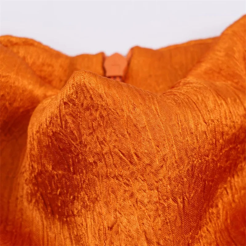 Women's Top 2026 Spring New Style Orange Sleeveless Satin Texture Long Ribbon Top Elegant and Stylish Unique Fashion Focus Quick Pick Grocers