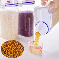 1.5kg/2kg Dog Cat Food Pail Plastic Storage Tank with Measuring Cup Container Moisture-proof Sealed Jar Pet Supplies Accessories Econic Blanks