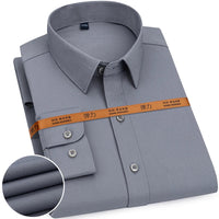 New Men's Solid Color Business Shirt Formal Fashion Thin Classic Basic Casual Slim White Long Sleeve Social Shirt Brand Clothes Quick Pick Grocers