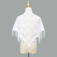 Fashion Lace Hollow Tassel Triangle Scarf Embrodiery Women Headscarf Female Spring Summer Shawls Scarves Long Veil Floral Scarf Quick Pick Grocers