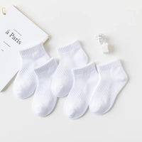 5 Pairs/Lot 2023 New Summer Children Socks Cotton Kids Fashion Black White Gray For 1-12 Years Teen Student Baby Girl Boy Socks Quick Pick Grocers