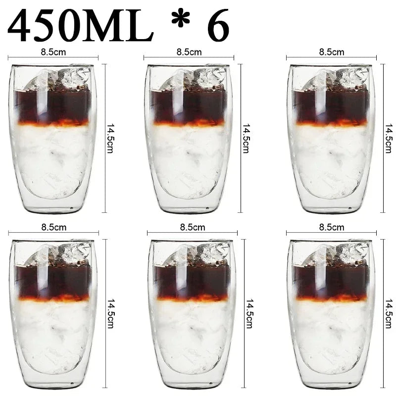 2-18PCS Double Wall High Borosilicate Glass Mug Heat Resistant Tea Milk Juice Coffee Water Cup Bar Drinkware Gift Creativity Set Quick Pick Grocers