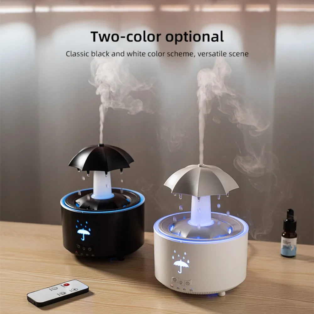 Rotating Umbrella Water Drop Air Humidifier with Colourful Night Lights Mute Spary Home Essential Oil Aroma Diffuser Humidifier Quick Pick Grocers