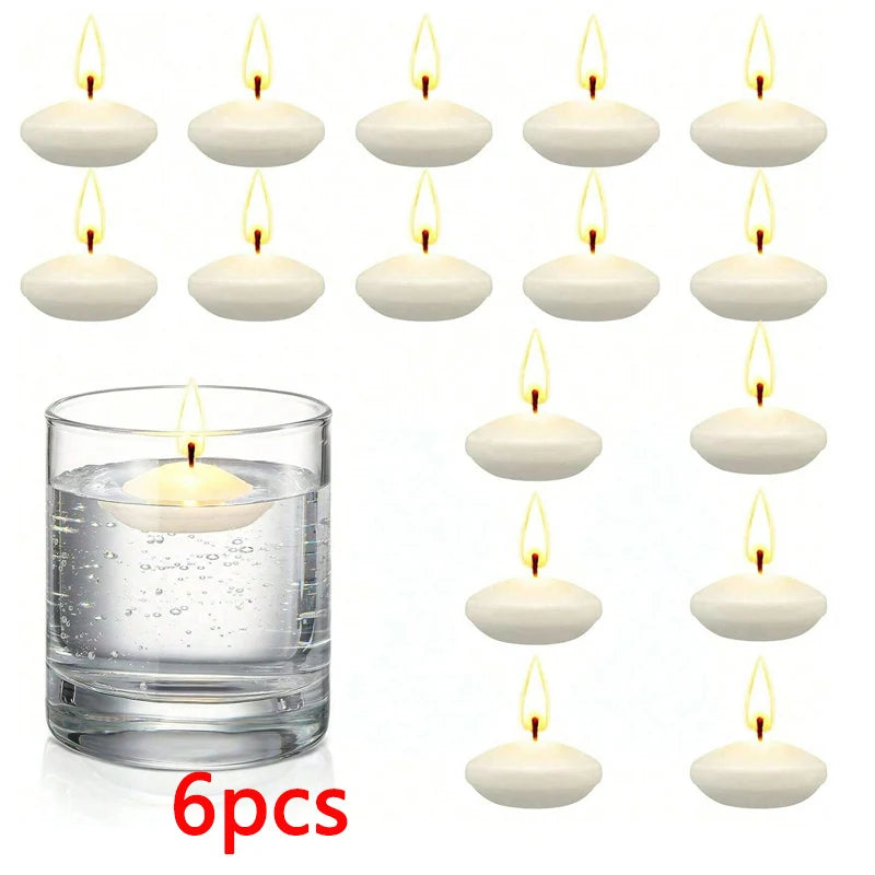 6/10/16Pcs Unscented Discs Candles Floating For Valentine's Day Party Wedding Home Bathtub Decor Romantic Confession Candlelight Purest Peak Salt