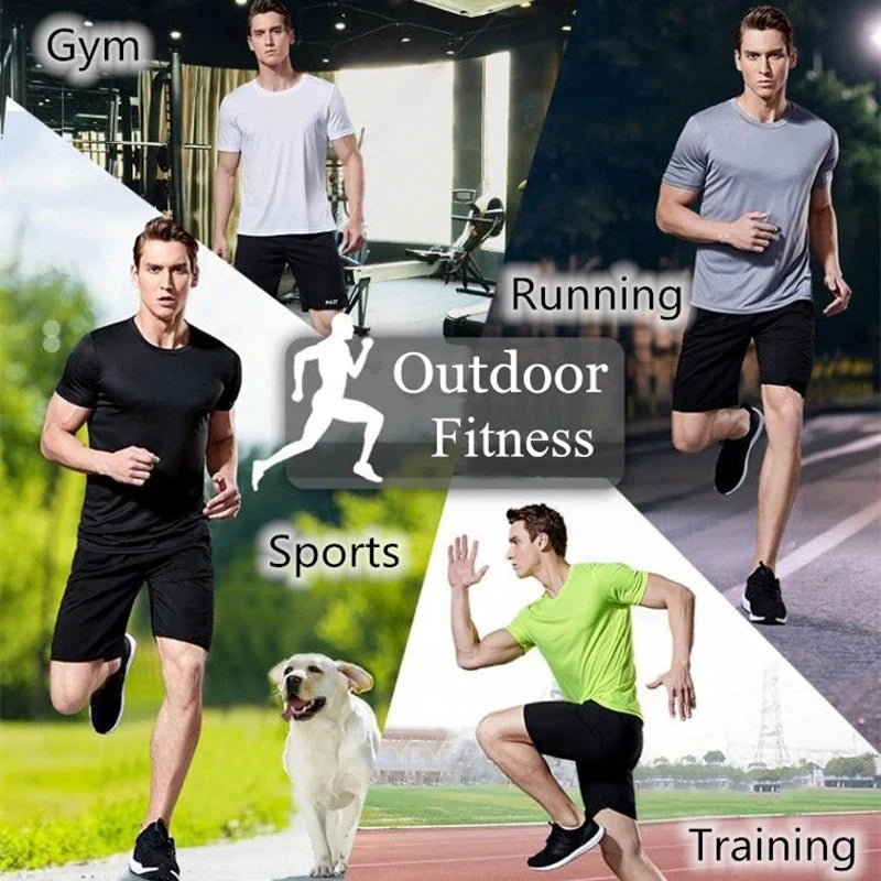 Men's Quick Dry Short Sleeve Gym Running Moisture Wicking Round Neck T-Shirt Training Exercise Gym Sport Shirt Tops Lightweight Econic Blanks