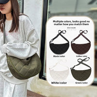 Waist Half Moon Belt Bag Solid Color Crossbody Bag Large Capacity Shoulder Bags Portable Nylon Plaid Travel Bags for Commuting Quick Pick Grocers