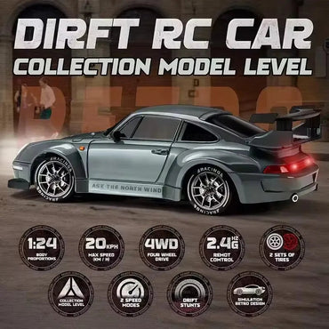 New 4WD Remote Control Drift Car Full Size 1:24 Mini Remote Control Racing Car Model 2.4G Radio High Speed RC Car Boy Toy Gift Econic Blanks
