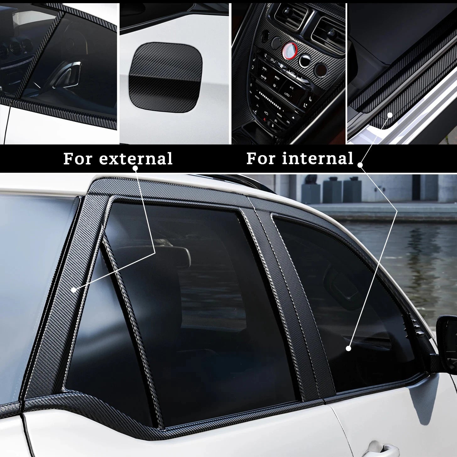 1-10m Nano Carbon Fiber Car 3D Tape Sticker Door Mirror Paste Protector Strip DIY Protection Protective Film Waterproof Adhesive Econic Blanks