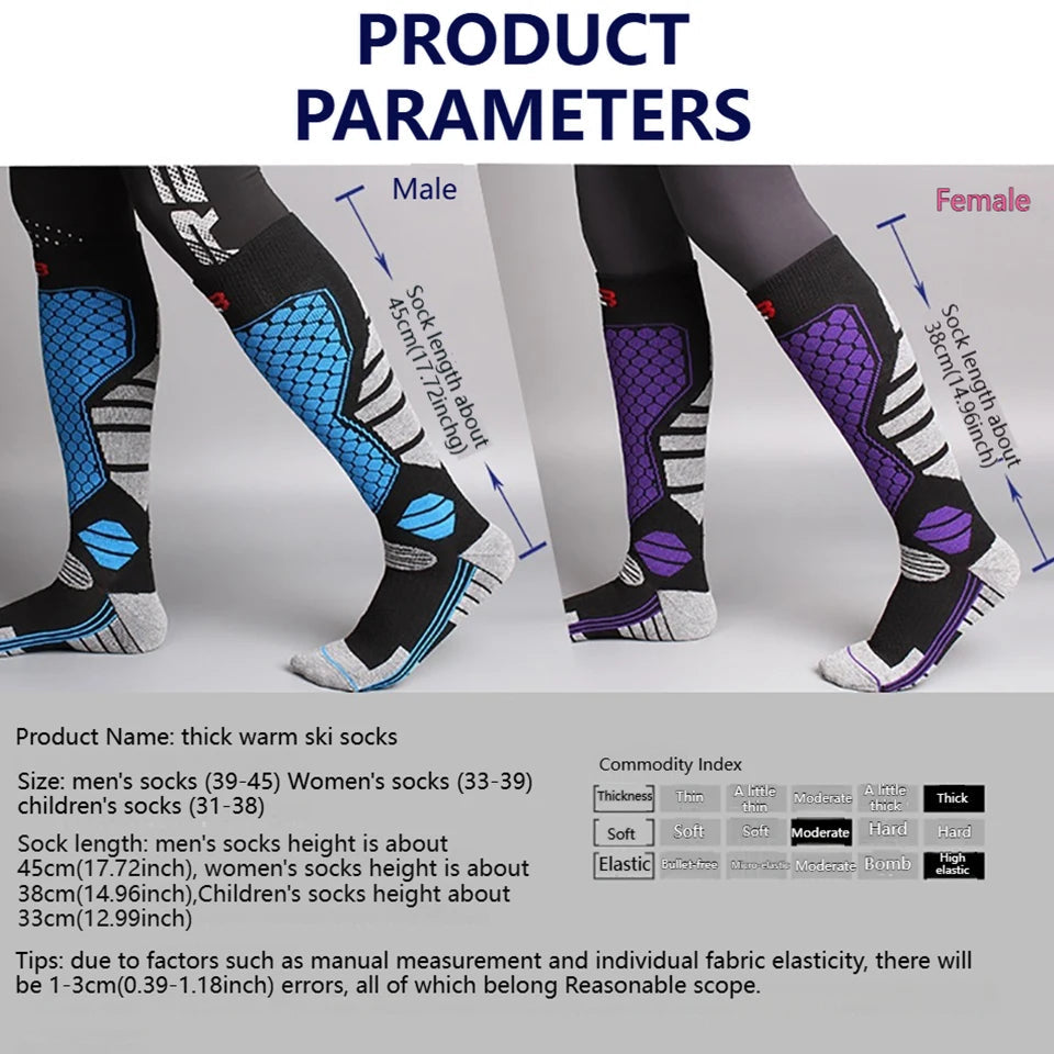 GTUBIKE 1 Pair Winter Warm Ski Stockings Thickening Hiking Socks for Women Men Anti-Cold Skiing Outdoor Sport Stockings Snow Quick Pick Grocers