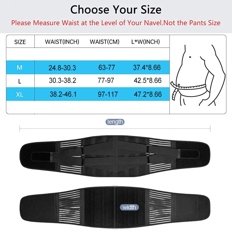 AOLIKES Lower Back Brace with 6 Stays Anti-skid Orthopedic lumbar Support Breathable Waist Support Belt for Gym Pain Relief Econic Blanks
