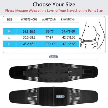 AOLIKES Lower Back Brace with 6 Stays Anti-skid Orthopedic lumbar Support Breathable Waist Support Belt for Gym Pain Relief Econic Blanks