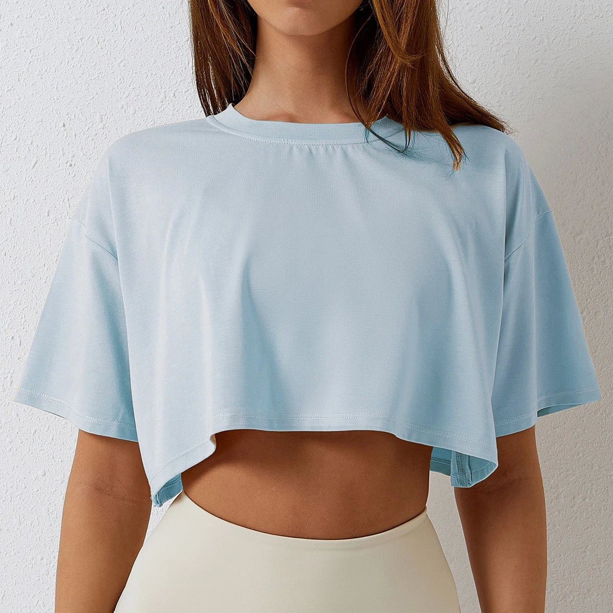 Cotton Women Short Sleeve Dance Running Clothes Yoga Fitness Crop Top  Navel Baring New Sport T-shirt Loose Gym Workout Shirts Quick Pick Grocers