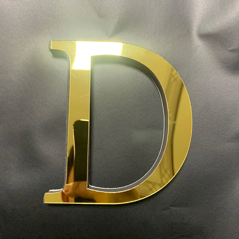 Gold English Letters Mirror 3D Wall Sticker Home Decoration Festival Party Wedding Decor Acrylic Mural Peel & Stick Wallpaper Quick Pick Grocers
