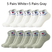 5/10/20 Pairs Men Ankle Socks Cotton Brand Classic Fashion Black White Socks Breathable Mesh Athletic Sports Socks for Summer Quick Pick Grocers