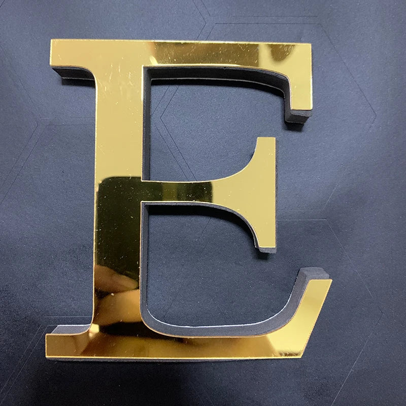 Gold English Letters Mirror 3D Wall Sticker Home Decoration Festival Party Wedding Decor Acrylic Mural Peel & Stick Wallpaper Quick Pick Grocers