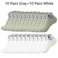 5/10/20 Pairs Men Ankle Socks Cotton Brand Classic Fashion Black White Socks Breathable Mesh Athletic Sports Socks for Summer Quick Pick Grocers