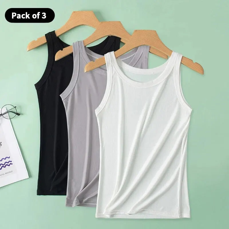 3-piece Ladies Solid Color Vest Fashion Joker Young Woman Threaded Camisole Quick Pick Grocers