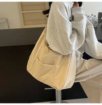 Trendy Women's Soft Cloth Shoulder Bag Solid Color Student 2026 Spring Y2k Casual Style Big Handbags Crossbody Bags for Women Quick Pick Grocers