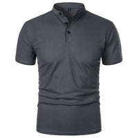 New Men's Short Sleeve Collar Polo Shirts Summer Solid Color Casual Polo Shirt Trendy Breathable Loose Basic Splice Oversize Top Quick Pick Grocers