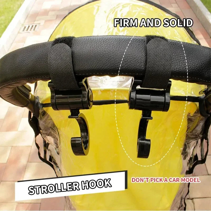 2 PCS Cartoon Stroller Accessories Degree Large Hook Umbrella Car Hook and Loop Stroller Hook Purest Peak