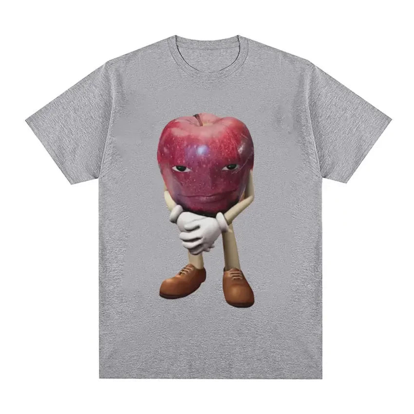 Funny Me Asf Apple with Face Meme T Shirt Unisex Fashion High Quality T Shirts Men Retro Casual Short Sleeve T-shirt Tops Quick Pick Grocers
